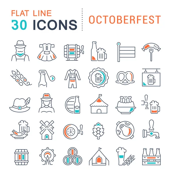 Set de iconos de línea vectorial de Octoberfest — Archivo Imágenes Vectoriales