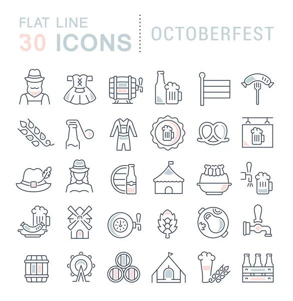 Définir les icônes de la ligne vectorielle de Octoberfest — Image vectorielle