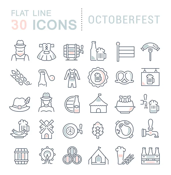 Set de iconos de línea vectorial de Octoberfest — Vector de stock