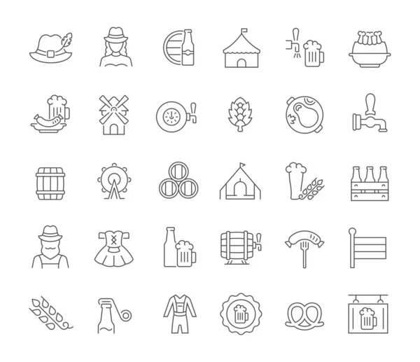 Set de iconos de línea vectorial de Octoberfest — Archivo Imágenes Vectoriales