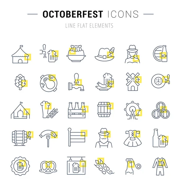 Octoberfest Vektör Hattı Simgeleri ayarlayın