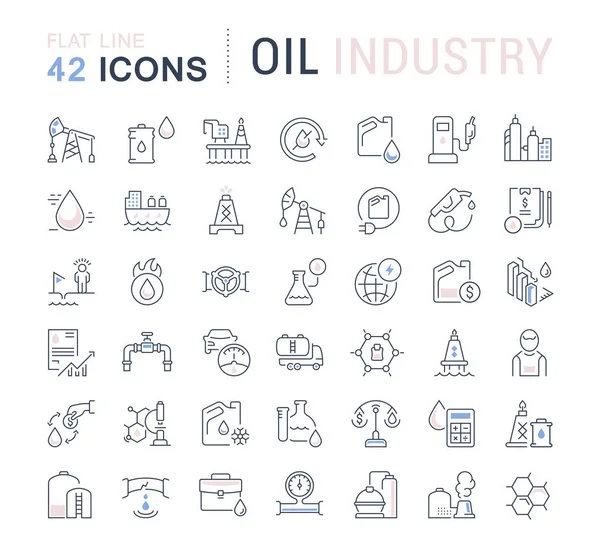 Set Vector Line Icons of Oil Industry — Stock Vector