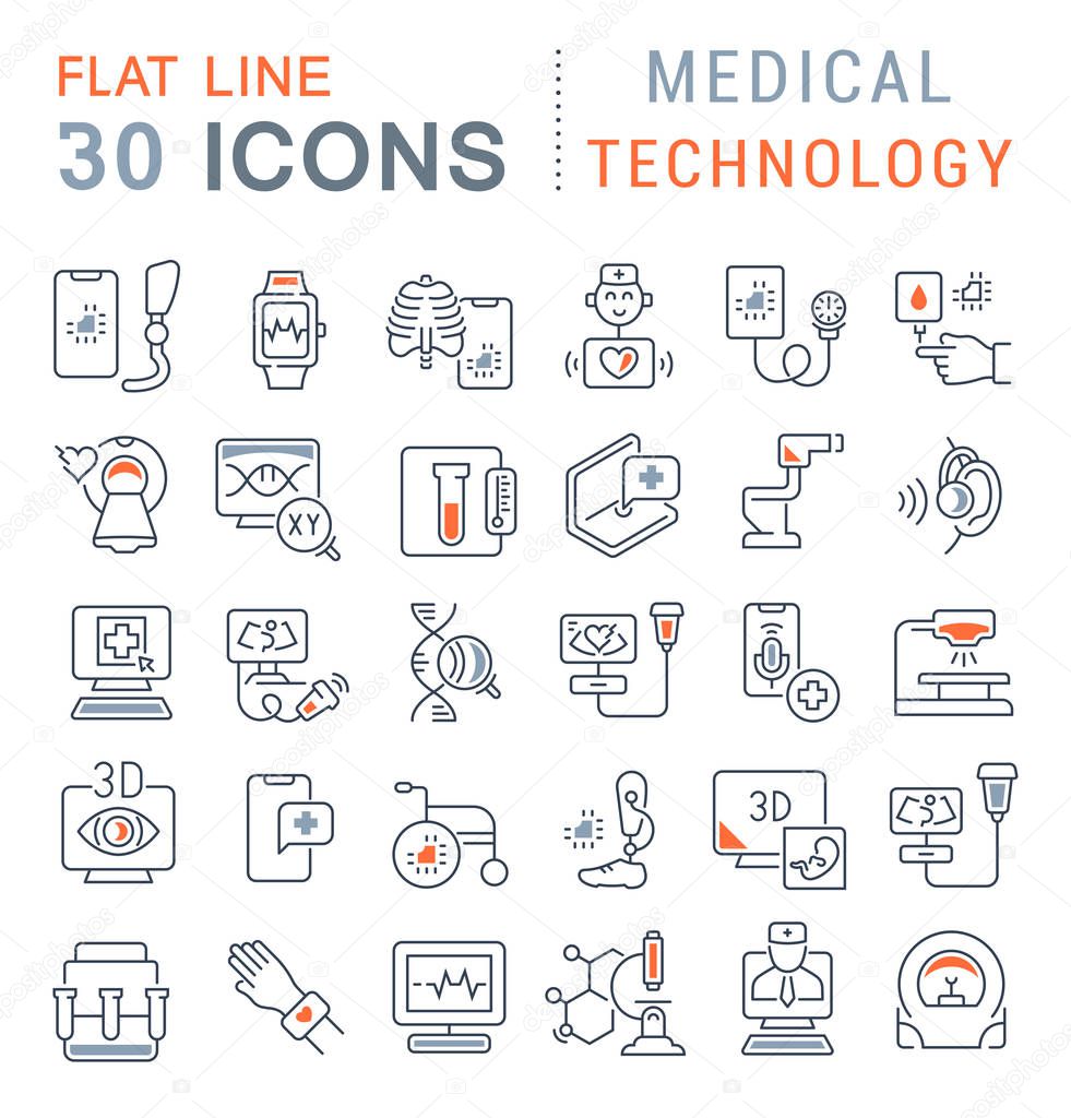 Set of vector line icons of medical technology for modern concepts, web and apps.