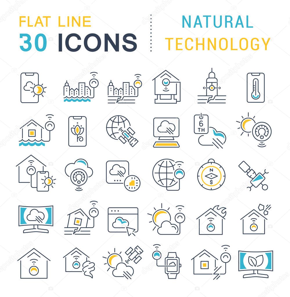 Set of vector line icons of natural technology for modern concepts, web and apps.
