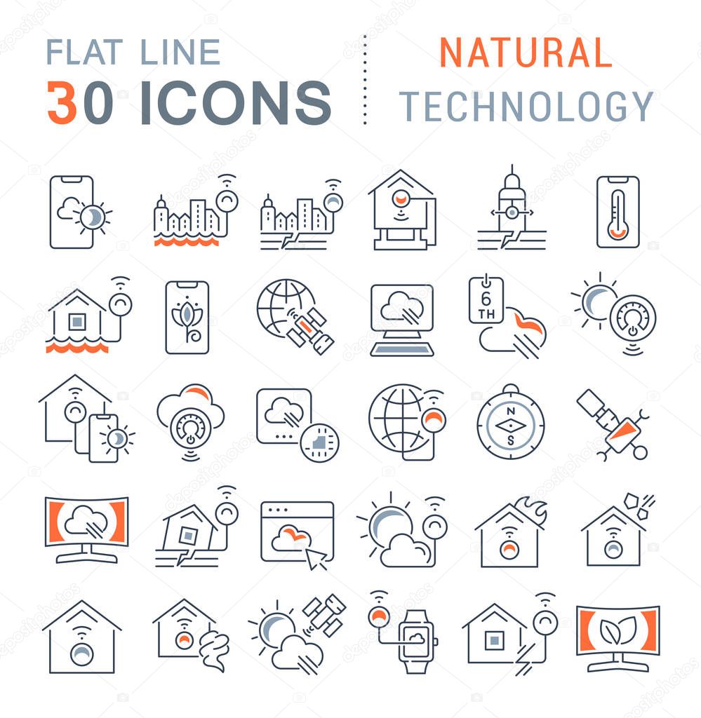 Set of vector line icons of natural technology for modern concepts, web and apps.