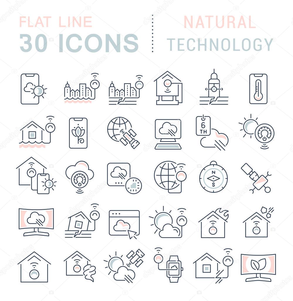 Set of vector line icons of natural technology for modern concepts, web and apps.