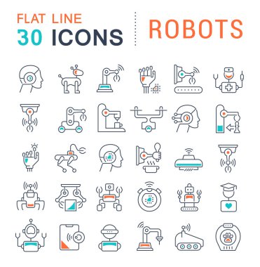 Robotların Vektör Çizgisi Simgelerini Ayarla