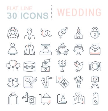 Set Vector Line Icons of Wedding clipart