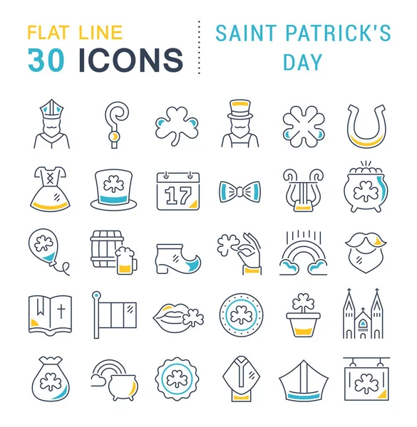 Vector Line Pictogrammen van Saint Patrick 's Day instellen — Stockvector