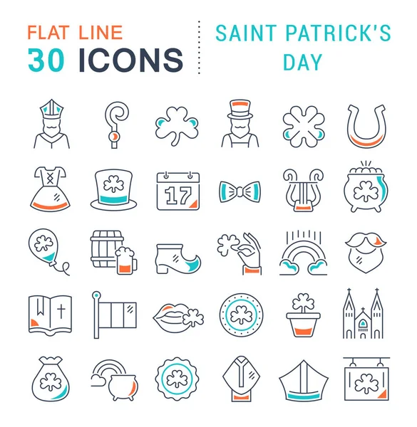 Set Vector Line Icons of Saint Patrick 's Day — стоковый вектор