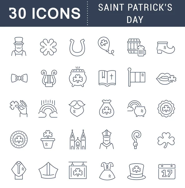 Vector Line Pictogrammen van Saint Patrick 's Day instellen — Stockvector