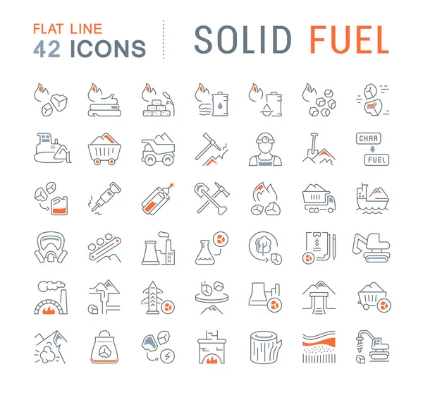 Set Vector Line Icons of Solid Fuel — Stock Vector