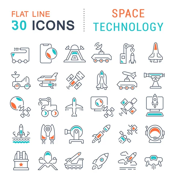 Set de iconos de la línea vectorial de la tecnología espacial — Vector de stock