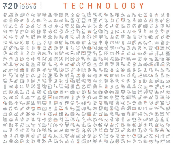 Teknolojinin Vektör Çizgisi Simgelerini Ayarla