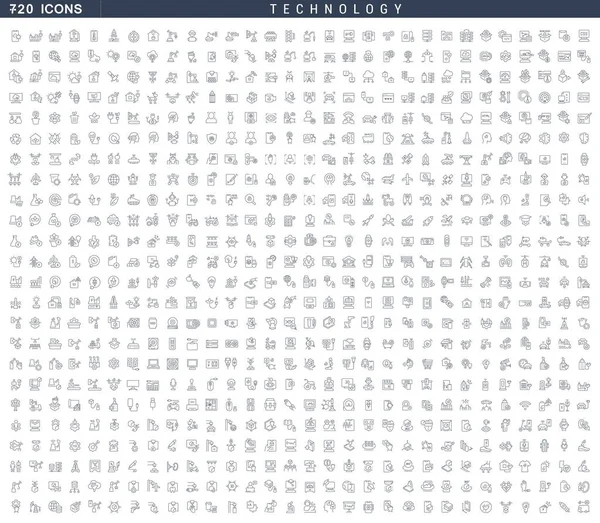 Set Icônes de ligne vectorielle de la technologie — Image vectorielle