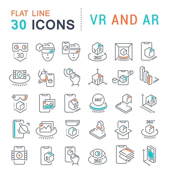 Vektorzeilensymbole von vr und ar setzen — Stockvektor