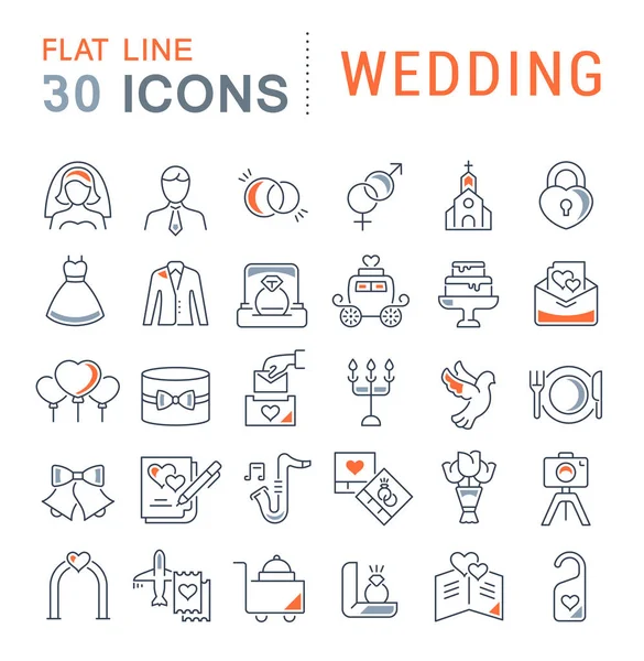 Set de iconos de línea vectorial de boda — Archivo Imágenes Vectoriales