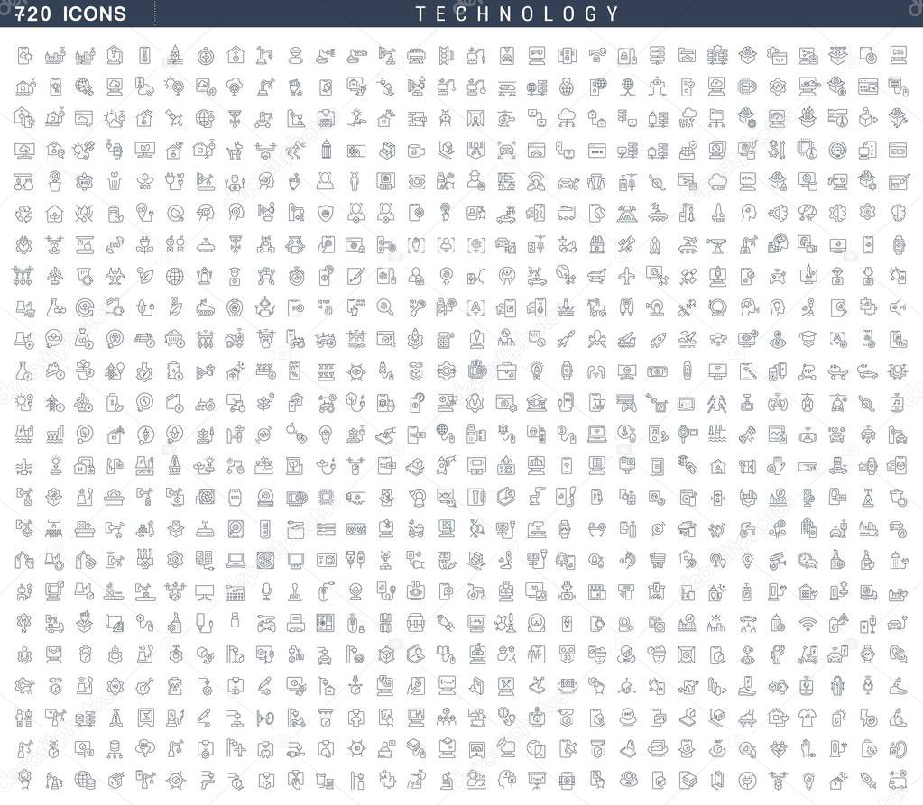 Set Vector Line Icons of Technology