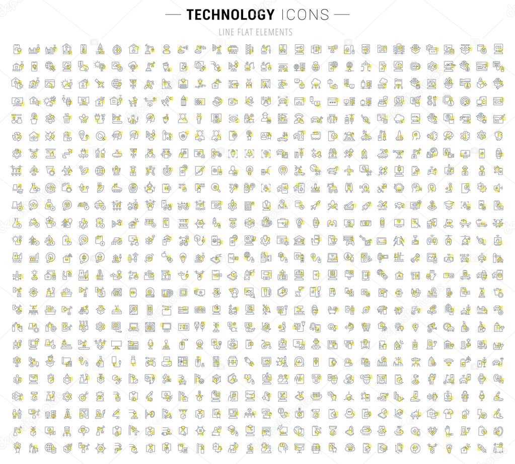 Set Vector Line Icons of Technology
