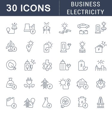 İş Elektriğinin Vektör Hattı Simgelerini Ayarla