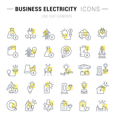 İş Elektriğinin Vektör Hattı Simgelerini Ayarla