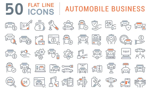 Set Vector Line Icons of Automobile Business — Stock Vector
