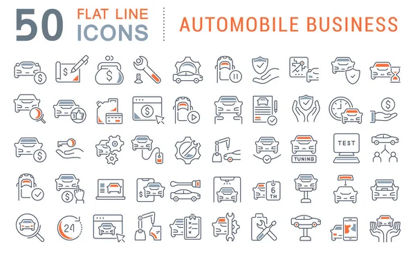 Stel vectorlijn Pictogrammen van Automobielindustrie in — Stockvector