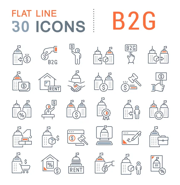 Set Vector Line Icons of B2G — Stock Vector