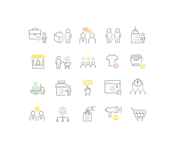 Set Vector Line Icons of B2C — Stock Vector