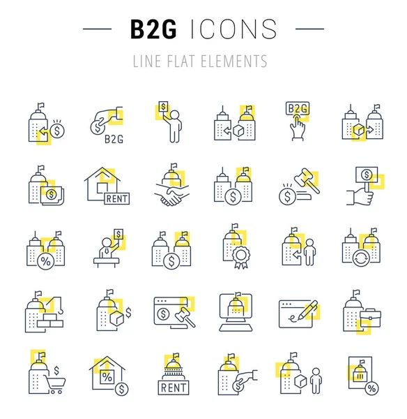 Set de iconos de línea vectorial de B2G — Archivo Imágenes Vectoriales