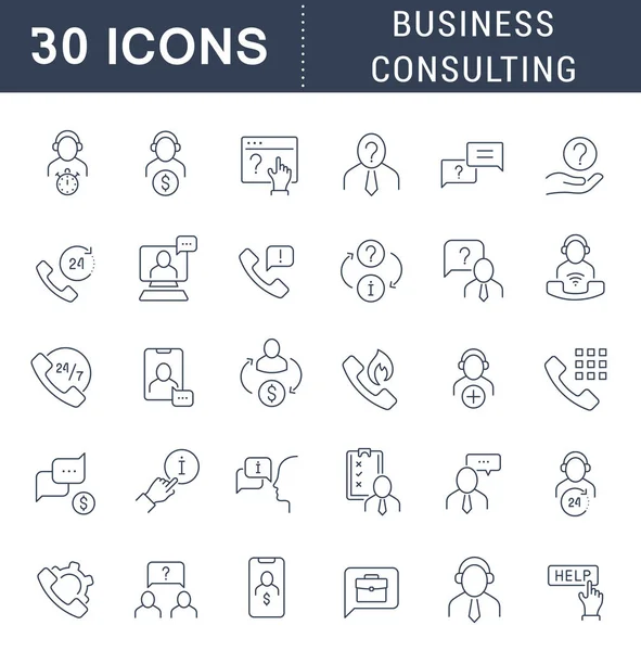 Définir les icônes de la ligne vectorielle de conseil aux entreprises — Image vectorielle