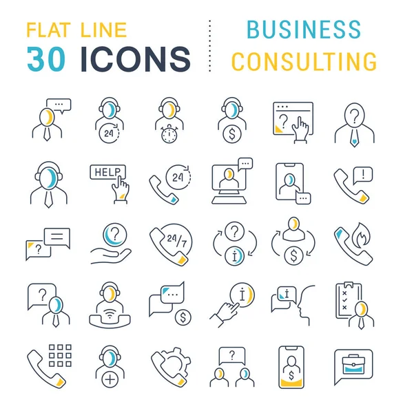 Set Vector Line Icons der Unternehmensberatung — Stockvektor