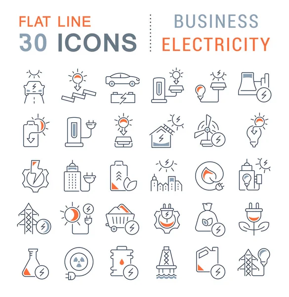 Set Vector Line Iconos de Electricidad Comercial — Vector de stock