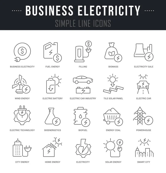 Set Vector Line Iconos de Electricidad Comercial — Archivo Imágenes Vectoriales