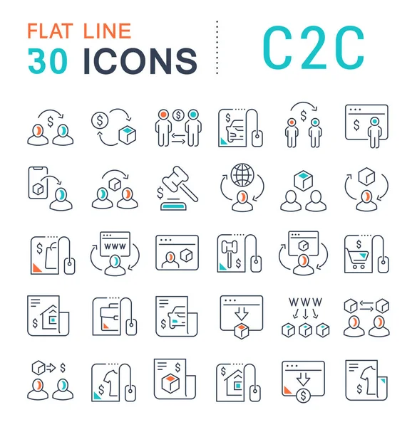 Stel vectorlijnpictogrammen van C2c in — Stockvector