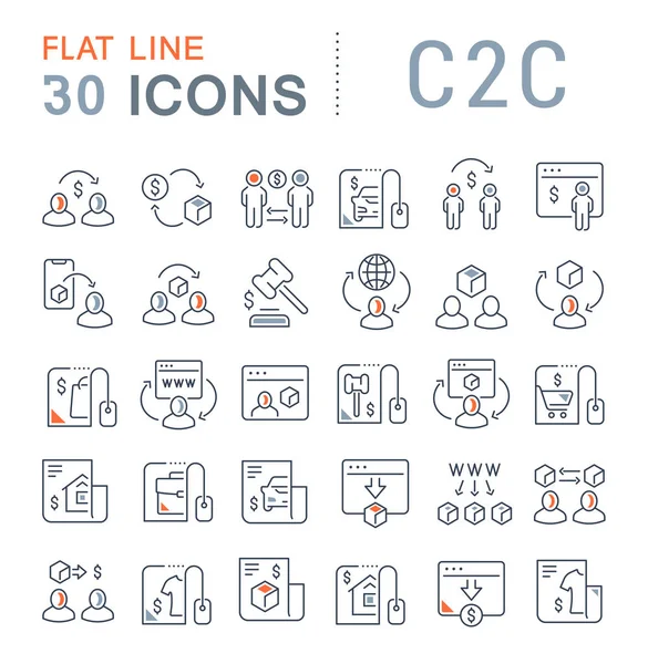 Conjunto de iconos de línea vectorial de C2C — Vector de stock