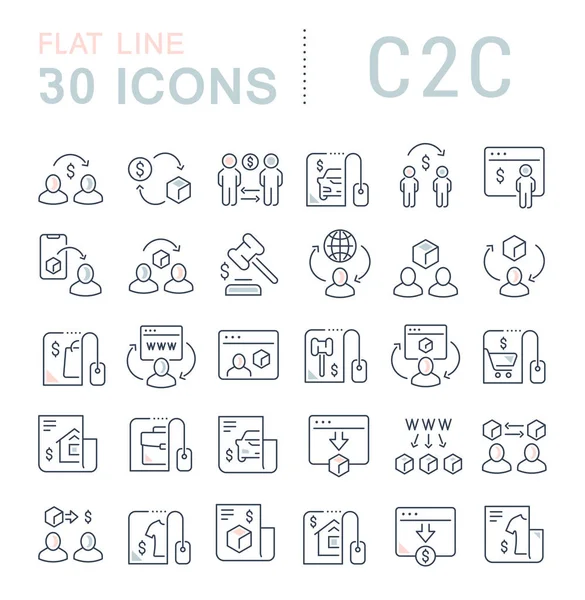 Définir les icônes de ligne vectorielle de C2C — Image vectorielle