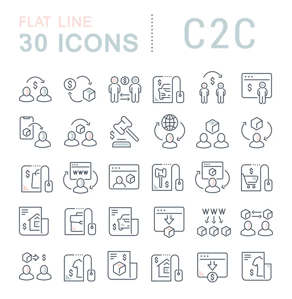 Vektorzeilensymbole von c2c setzen — Stockvektor