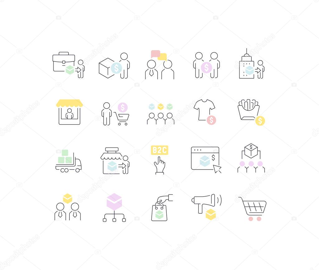 Set Vector Line Icons of B2C