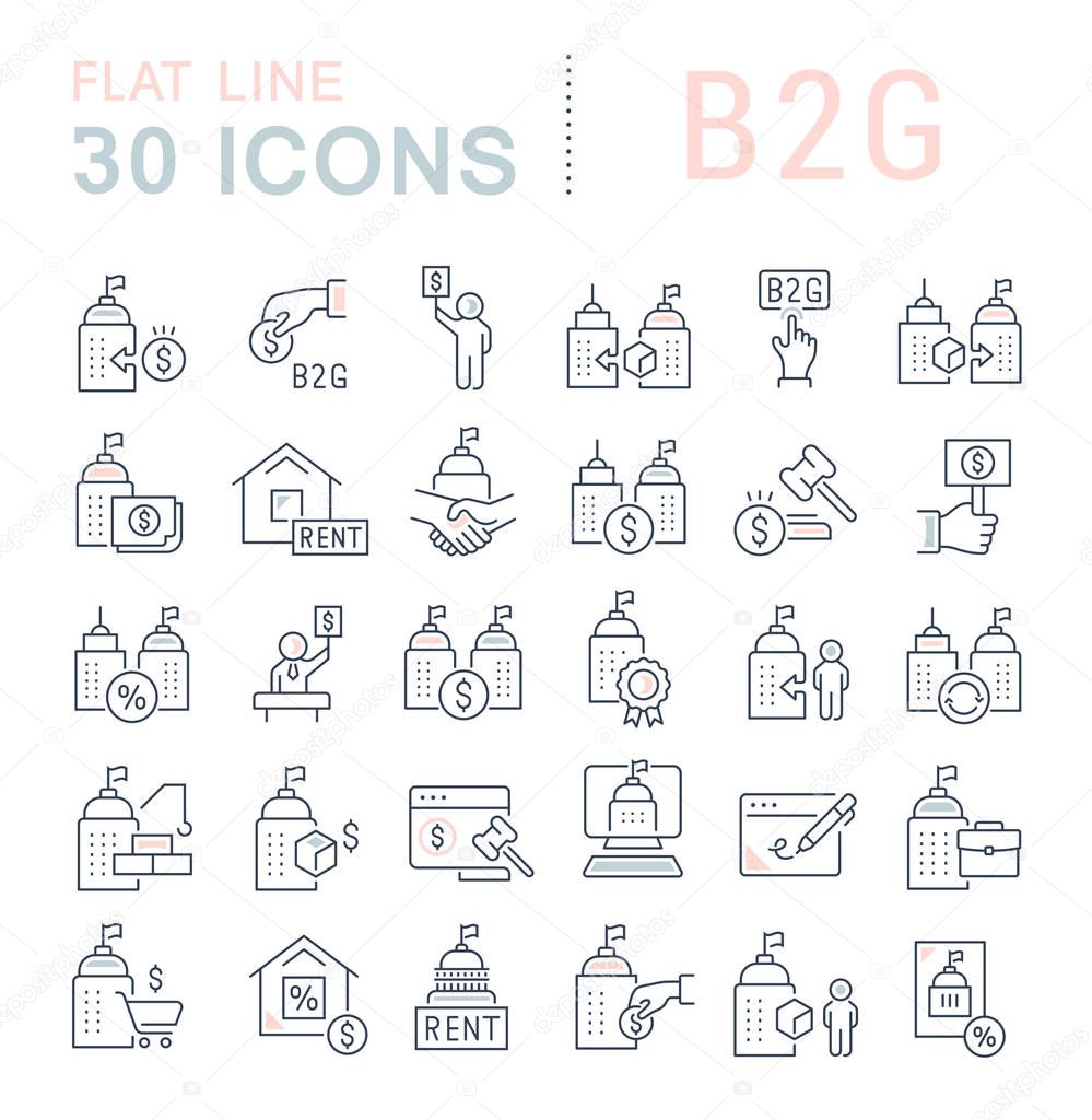 Set of vector line icons of B2G for modern concepts, web and apps.