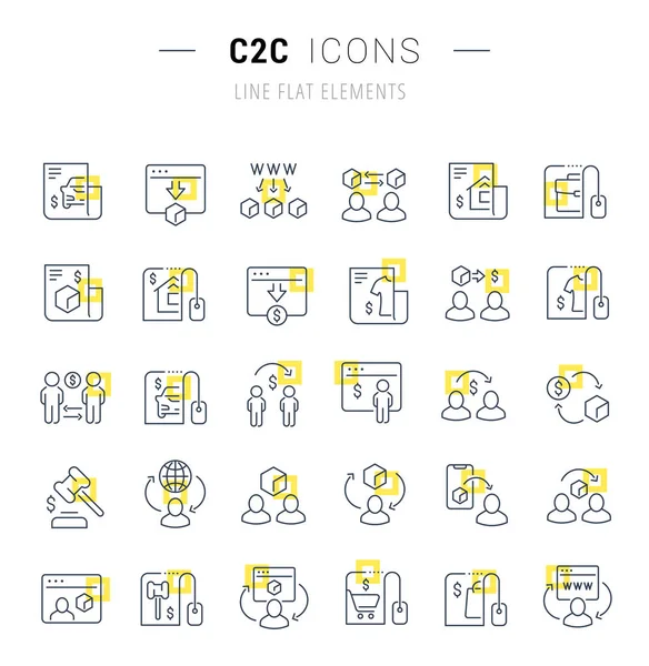 Vektorzeilensymbole von c2c setzen — Stockvektor