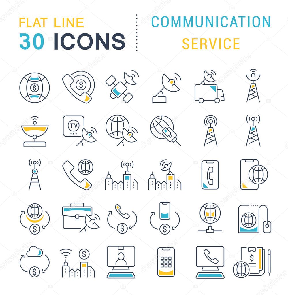 Set of vector line icons of communication service for modern concepts, web and apps.
