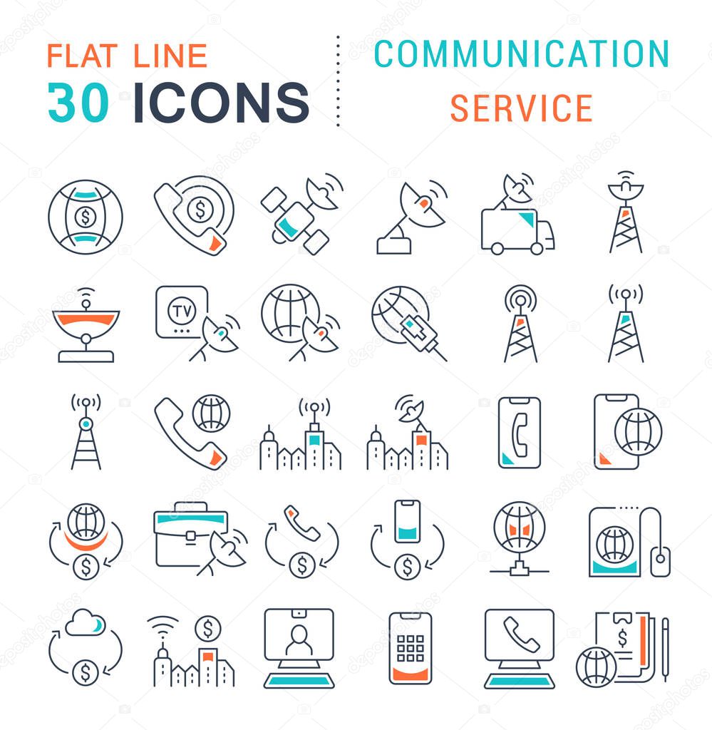Set of vector line icons of communication service for modern concepts, web and apps.