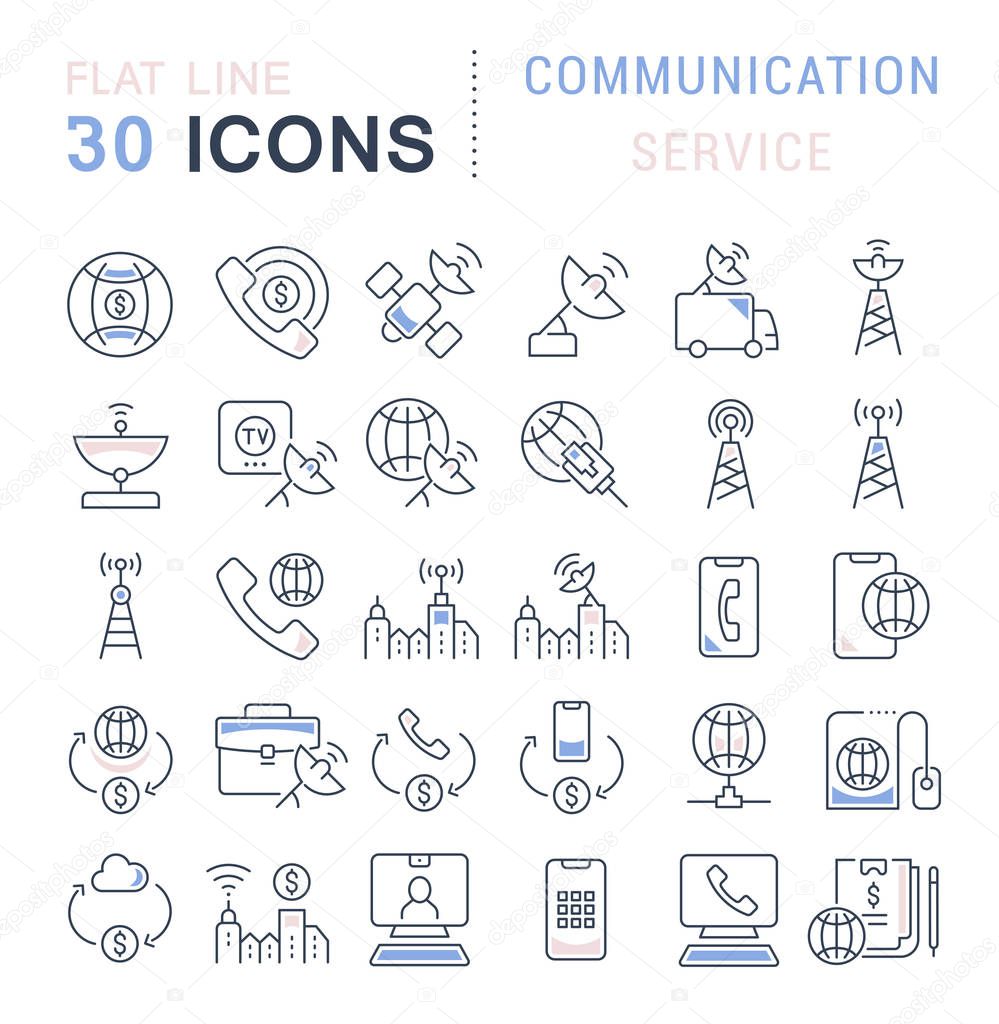 Set of vector line icons of communication service for modern concepts, web and apps.