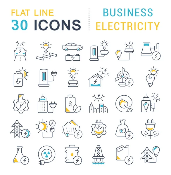 Set Vector Line Iconos de Electricidad Comercial — Archivo Imágenes Vectoriales