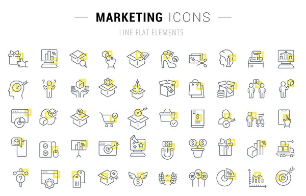 Définir les icônes de la ligne vectorielle de marketing — Image vectorielle