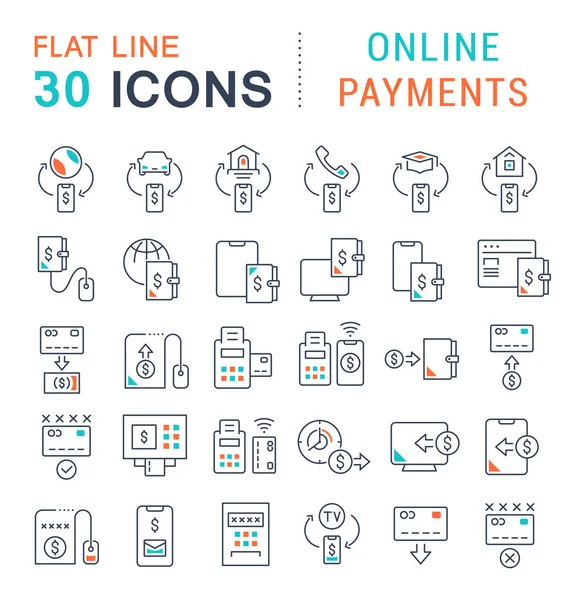 Définir les icônes vectorielles des paiements en ligne — Image vectorielle