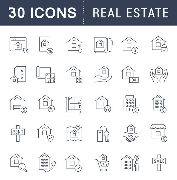 Set Vector Line Icons of Real Estate