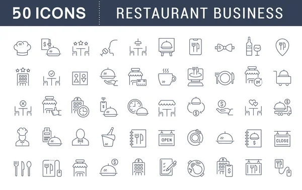 Set de iconos de la línea vectorial del negocio de restaurantes — Archivo Imágenes Vectoriales