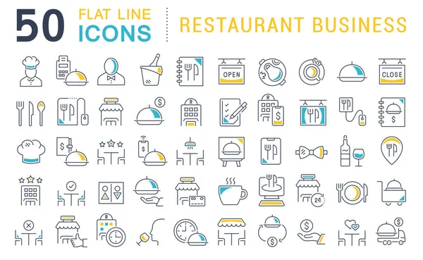 Zestaw ikon linii wektorowej Restauracja Biznes — Wektor stockowy